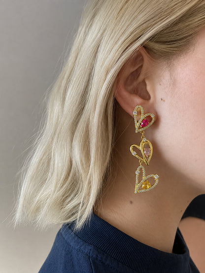 Aretes Largos de Corazones
