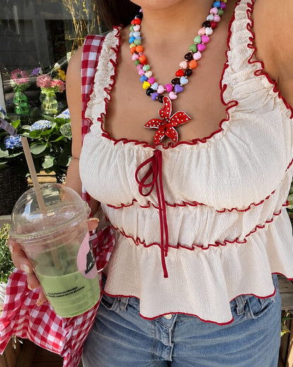 Collar De Corazones y Flor