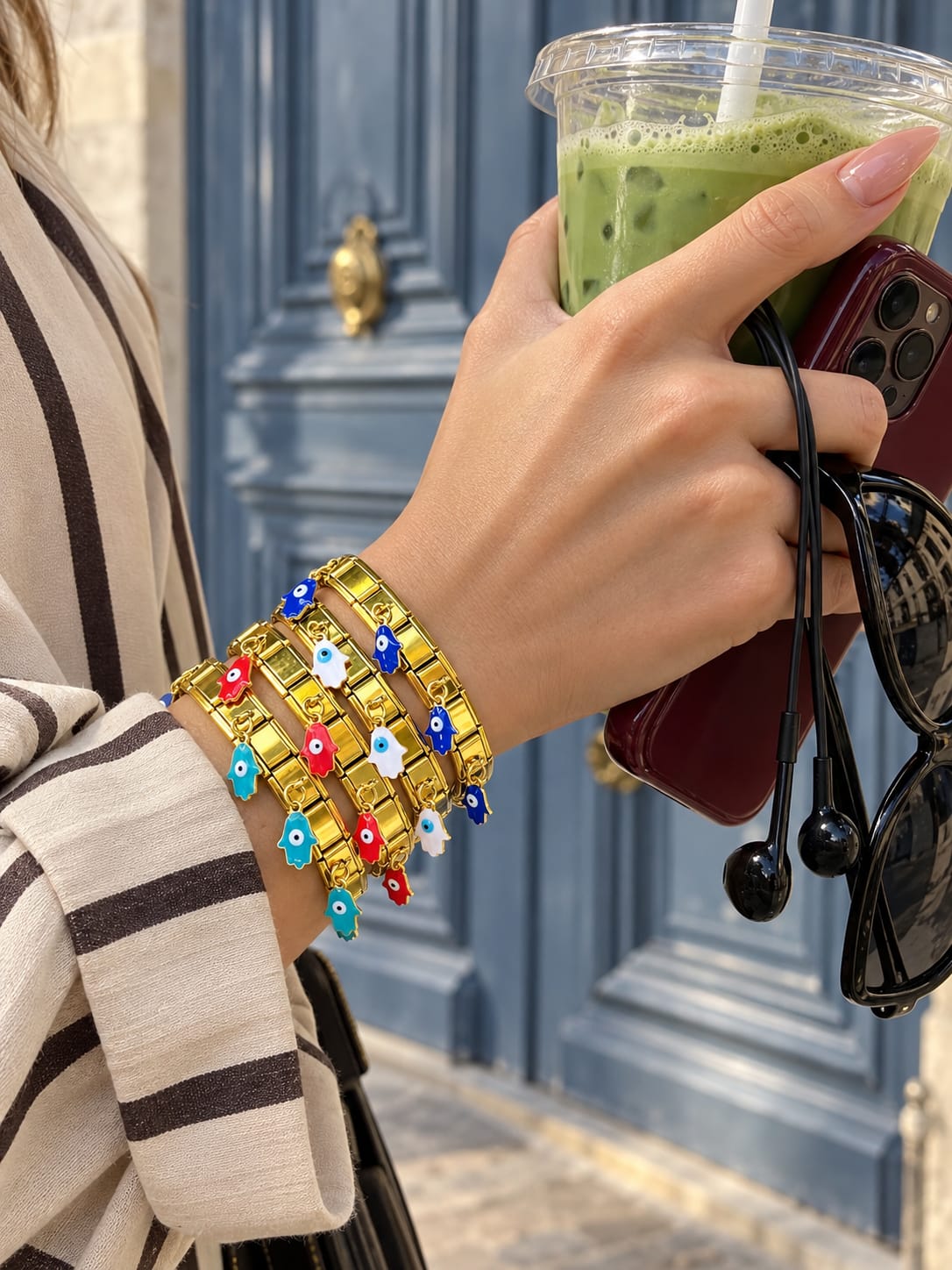 Pulseras Italianas con Dije Mano de Fatima