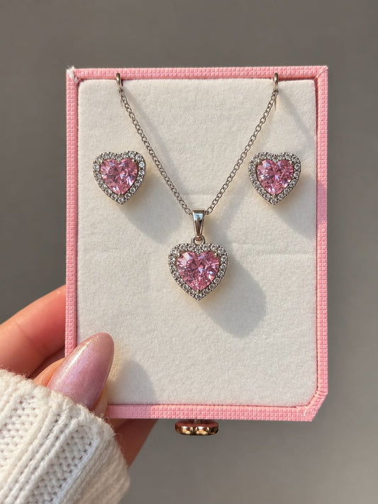 Set de Corazon Rosa Tipo Pandora