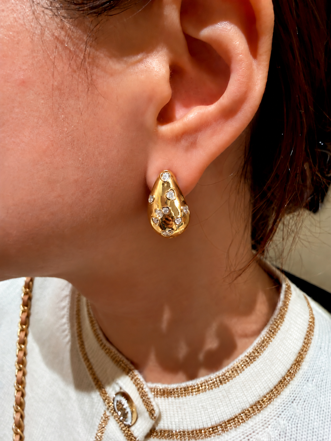 Aretes Bottega con Corazoncitos