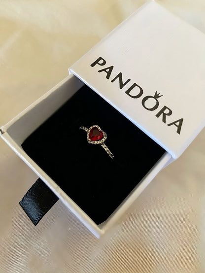 Anillo Pandora Corazon Rojo